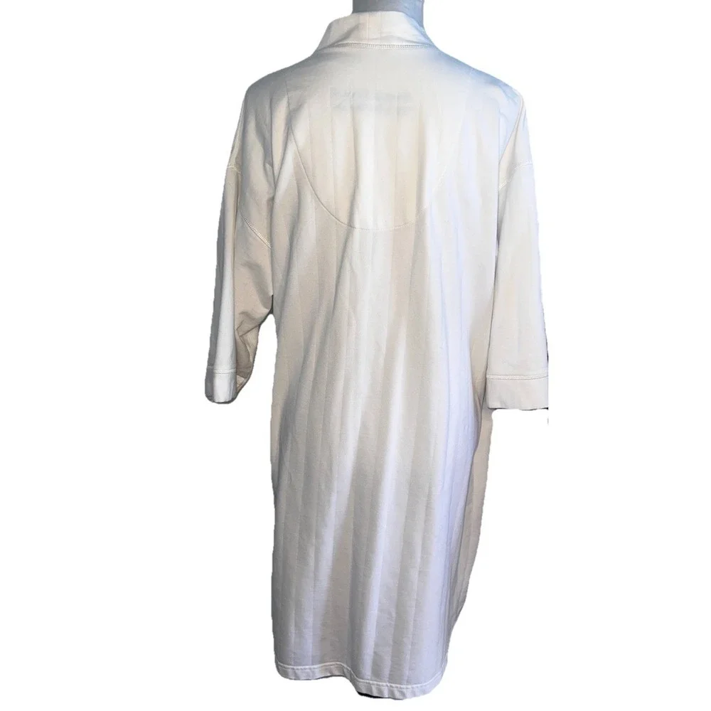 Amanda Stewart Intimates Cotton Blend Ribbed Pocket 3/4‎ Length Soft Chic Robe L